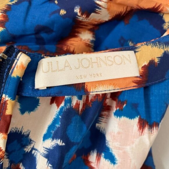 NEW Ulla Johnson Imara Blue Floral Cotton Short Sleeve Midi Dress | size 2 - Picture 11 of 16